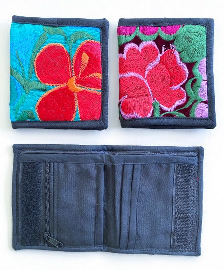 Wallet Bifold Embroidered Flowers
